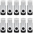 MOOCO 10 X 2GB USB2.0 Bulk Flash Drives Small Capacity Swivel Thumb Drives Jump Drive Memory Stick Zip Drive with Led Indicator,Black - 10pack