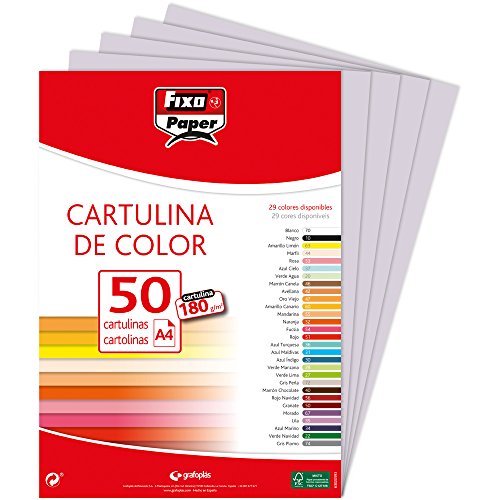 Fixo 11110372 Pack de 50 feuilles de papier bristol A4 Couleur gris perle (plusieurs coloris disponibles)