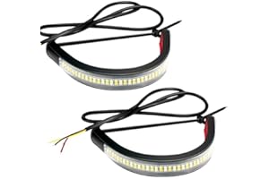 Hapihom 2Pcs Flexible Motorcycle LED Turn Signals Light Dual-Color yellow&white Motorcycle LED Fork Turn Signal Blinkers DRL Daytime Running Light Adjustable Strips Bars Kit Universal Fit Motorbike