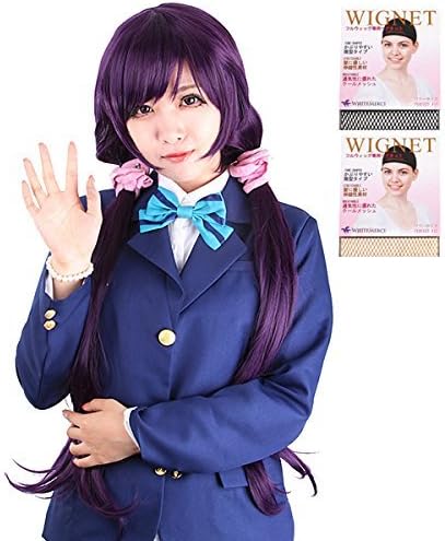 CaseEden Cosplay Wig heat Long 100cm Dark Purple White Mel Choi wig net two sets (black and skin color)