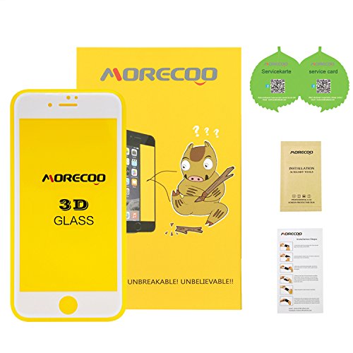 Iphone 7 Panzerglas Schutzfolie, Morecoo 4.7inch 9H Härtegrad 3D Full Coverage 99% Transparenz Panzerfolie Schutzfolie (iphone7, Weiß) - 7