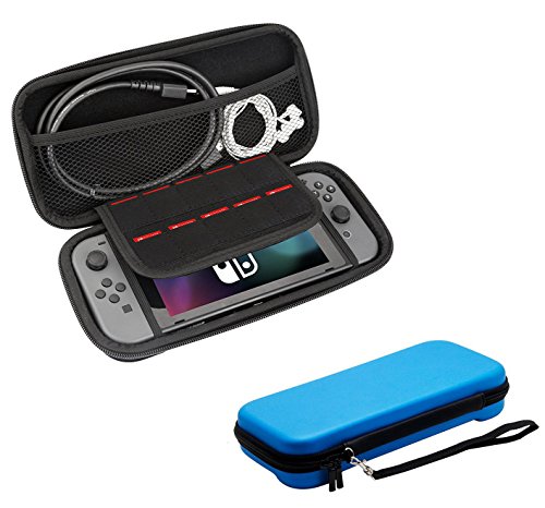 Preisvergleich Produktbild Lucklystar® Tasche für Nintendo Switch Hülle Schutztasche Schutzhülle Zipper Schale Schutz Case Bag Cover Mit Größerem Speicherplatz Switch mit großen Stauraum für Spiele-Adapter Spannungswandler Tintenpatronen oder andere Zubehör Paket für Nintendo Switch Blau 1PCS