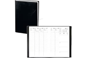 AGENDA DISCOUNT Agenda poche semainier économique - 10x15 cm - CALYPS ML Alpha noir - 1 semaine sur 2 pages vertical - Janvier 2026 à Décembre 2026 - Couverture souple noire - Multilangues