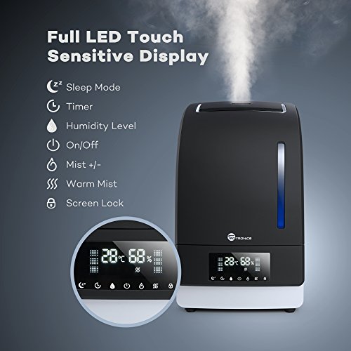Luftbefeuchter TaoTronics Ultraschall 105W 6L Befeuchter Warm & Kalt Dampf Luftfilter mit LED-Display, separater Behälter für ätherische Öle, Nachtmodus - 2