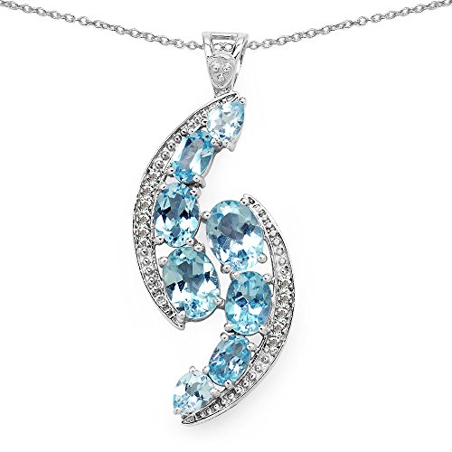 Sterling Silver Topaz Oval Cut Designer Pendant in 7.27 Carats for Women