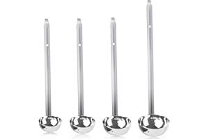 FENGQ 4 SZTUK Chochle do zupy ze stali nierdzewnej, mała łyżka do podlewania, profesjonalna chochla z haczykiem, do kuchni