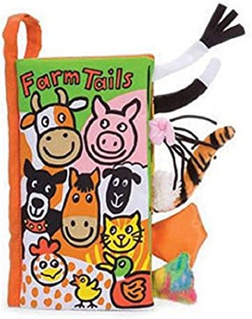 Vennisa Baby Infants Animal Tails Nontoxic Fabric Soft Cloth Book Baby's Early Handmade Early Educational Development Toys Education Books (Farm tails)