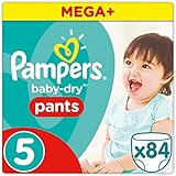 Pampers - Baby Dry Pants - Couches Taille 5 (12-18kg/Junior) - Mega+ Pack (x84 Culottes)