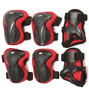 FABSPORTS Knee & Elbow Pads/Guards for 10 Years & Above Protective Gear Set for Roller Skates, Cycling, BMX Bike, Skateboard, Scooter Riding for Outdoor Sports