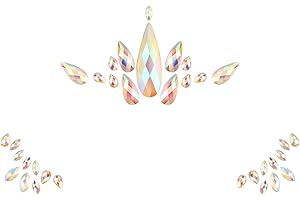 Autocollants de Festival de Gemme de Visage Stickers en Strass Temporaires Lumineux Bijoux en Cristal Acrylique Accessoires Scintillants de Visage de Sirène Imperméables Phosphorescents (Style Mignon)
