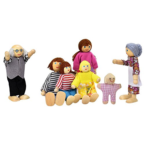 wooden doll family set