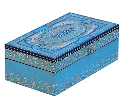 Preisvergleich Produktbild SouvNear Blau Schmuckschachtel / Schmuckkästchen / Aufbewahrungskiste - Weinlese Schatztruhe in Holz