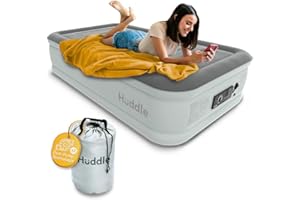 Huddle Lit Gonflable Luxury King avec Technologie brevetée SlumberGuard Premium | Matelas Gonflable Confortable avec Double Pompe intégrée | Matelas Gonflable en Tailles Simple, King