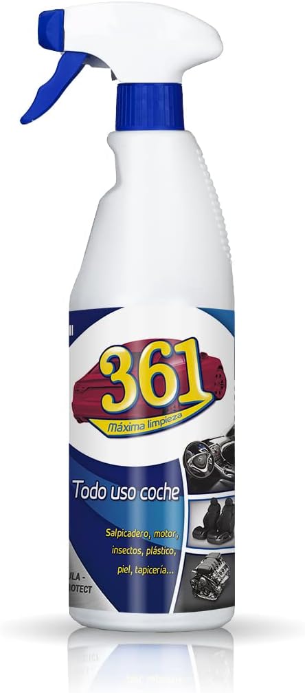 Sisbrill 361 Todo Uso Coche - Limpiador de Asientos, Tapicería, Salpicadero, Cuero, Mosquitos - Interior y Exterior del coche - 750 ml