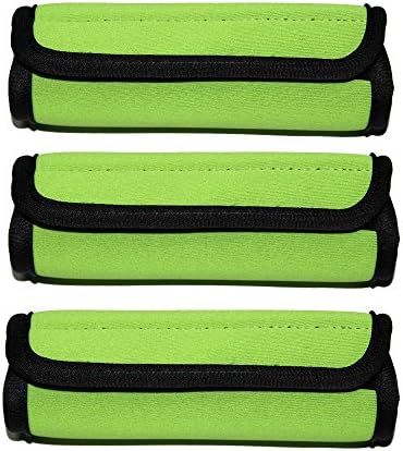 3 PCS Luggage Wrap Comfort Neoprene Handle Grips Bright sturdy Strap Suitcase Belts (Green)