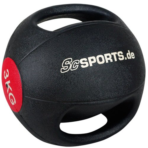 ScSPORTS Medizinball mit Griffen 3 kg / 6 kg / 9 kg Gewichtsball Fitnessball Gymnastikball