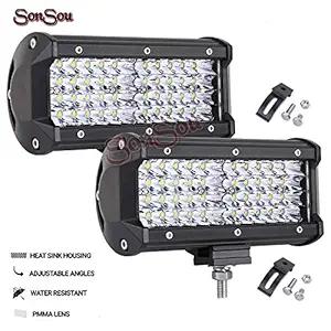 SONSOU Fog Light/Led bar/Work Light White 144 Watts 2pcs Universal Fitting Bikes and Cars- (2)