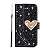 Produktbild DENDICO iPhone 5 / 5s / SE Hülle, Premium Glitzern Schutzhülle Flip Handy für Apple iPhone 5 / 5s / SE Brieftasche Tasche Hülle mit Ständer und Magnetverschluss - Schwarz