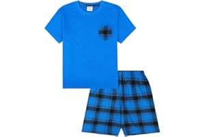 THEPYJAMAFACTORY Pijama corto de algodón tejido azul marino para niños