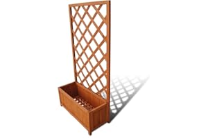 vidaXL Jardinière avec Treillis Bois Pot à Fleurs Bac à Plantes avec Treillage