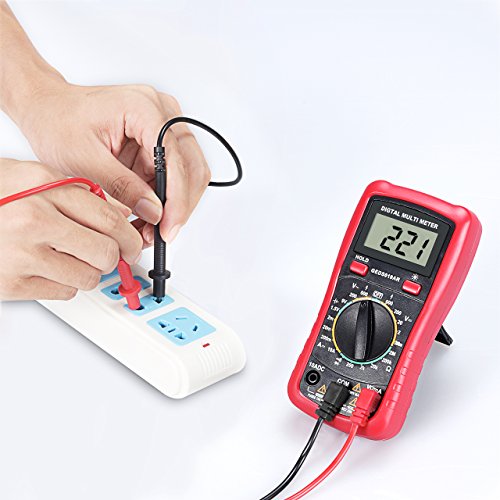 Digitaler Multimeter, TopElek Digital Multimeter mit Batterietestfunktion, Amp / Volt / Ohm Meter, Manual-ranging Multitester / VOM für Messspannung / Strom / Widerstand / Frequenz / Diode / Durchgang / Diode mit LCD-Hintergrundbeleuchtung-Anzeige, Rot - 6