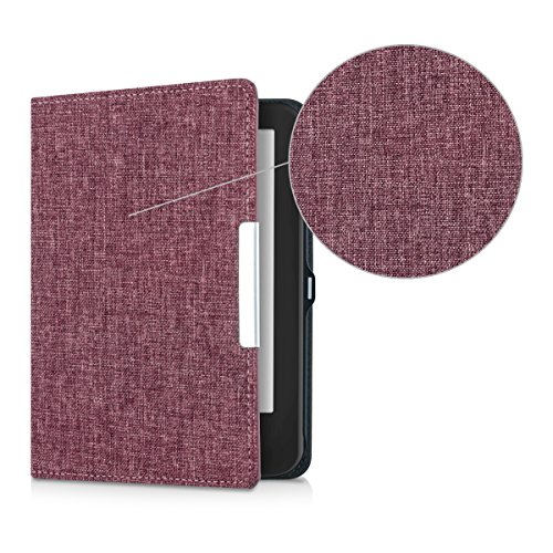 kwmobile Hülle für Tolino Shine 2 HD – Flipcover Case eReader Schutzhülle – Bookstyle Klapphülle Stoff Design Pink - 6