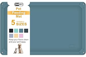 Gimilife Silikonowa mata na karmę dla psów i kotów, antypoślizgowa podkładka dla zwierząt domowych z wysokimi ustami, idealna dla niechlujnych pijących, dostępna w kolorze granatowym i kiwi, idealna
