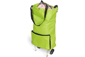 MOOUK Richiudibile Pieghevole Trolley Borse Spesa con Ruote Carrello Della Riutilizzabile Shopping Portatile Hand-Pulling Alimentari su - Verde, Gratis Misura