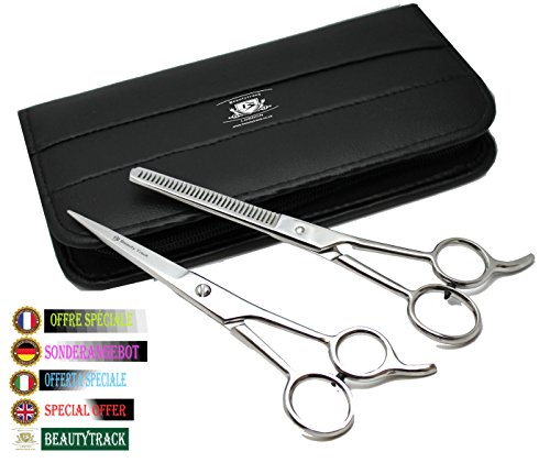 BeautyTrack® - 6.5 Modellierschere Friseur Rasierer Haare schneiden Barbier Schneide Set mit der Tasche benötigter