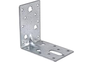 BPC Fixings Galvanised Heavy Duty Angle Bracket 50-Piece Set, 90 mm Length x 60 mm Width x 90 mm Height, Silver