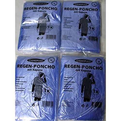 Preisvergleich Produktbild 4 Regenponchos Regencapes mit Kapuze blau Reiten Wandern Notfall KFZ
