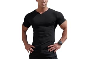 Ychnaim Camisetas atléticas de la Malla de los Hombres con el Cuello en V Partido para el Levantamiento de Pesas del Entrenamiento del Gimnasio