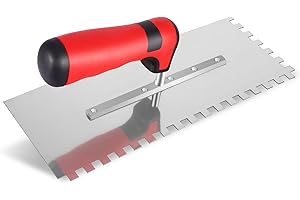 AOZBZ Truelle Dentée 8 mm, Truelle de Lissage INOX, (280 x 107 mm) Truelle Professionnelle INOX, Spatule Dentée pour Pose Carrelage, Poignée Ergonomique