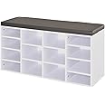 HOMCOM Multi-Storage Shoe Rack w/ 14 Compartments Cushion Moving Shelves Solid Frame Foot Pads Home Office Tidy Organisation Boots Trainers White