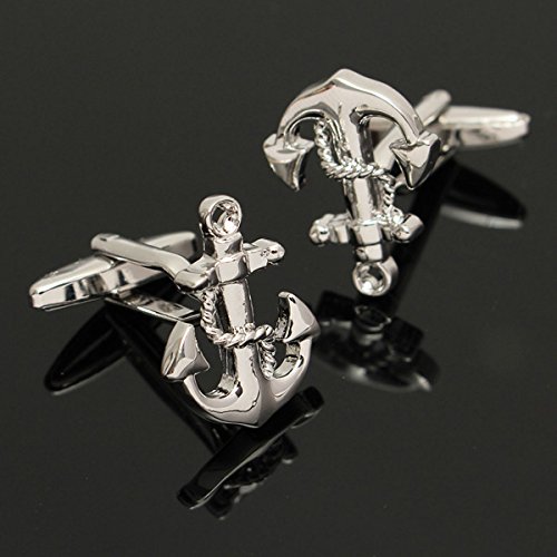 [ Kostenlose Lieferung - 7-12 Tage] Mann Hemd Anzug Hochzeit Anchor Manschettenknöpfe Edelstahl Manschettenknöpfe Silberne Fest Geschenk BML® // Men Shirt Suit Wedding Anchor Cufflinks Stainless St