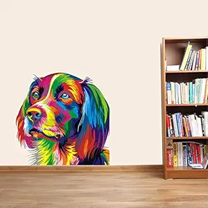 StickMe PVC Vinyl Dog Face Warp Art Creative Wall Sticker (50 X 50 cm, Multicolour)