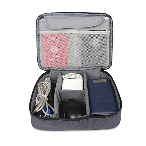 BUBM Mehrfachfunktion Kabelorganiser Tasche Reisetasche mit Doppelschichten für Elektronische Zubehöre wie Netzteil, Maus und USB Stricks(Groß, Schwarz) - 6
