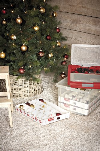 Aufbewahrungsbox für Christbaumschmuck – bis zu 72 Kugeln und Zubehör – 1 Box mit 51 Liter + 1 Deckel mit Einlegern - 6