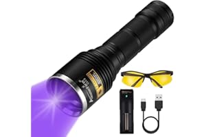 Alonefire SV13 Powerful 15W 365nm UV Torch USB Rechargeable Ultraviolet Blacklight Flashlight Black Light Pet Urine Detector for Resin Curing, Mineral, Dry Stain with Battery Charger, Battery Included