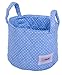Minene Small Blue with White Dots Fabric Storage Basket Organiser with Handles 18x22cm