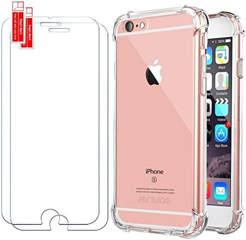 [2 Pack Screen Protector] iPhone 6s Plus Case, MaxTeck Shock Absorption Transparent Rubber Case [Clear Grip] Slim Flexible TPU Bumper Cover with 2 Screen Protector for Apple iPhone 6S Plus / 6 Plus 5.5"