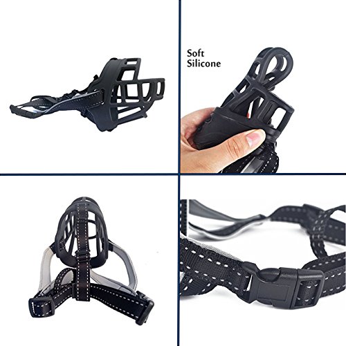 CRAZYBOY-Silicone-Basket-Dog-Muzzles-Breathable-and-Adjustable-Allows-Drinking-Panting-and-Eating