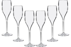 BREVETTI WAF Calici Flute Opale Bicchieri Infrangibili, Lavabili e Riutilizzabili, in Plastica per Prosecco, Spumante e Champagne, 6 pezzi per confezione, Capacità 15 cl