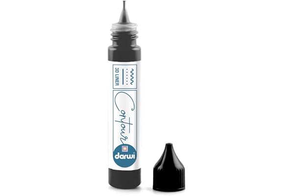 DARWI - DA0690030100C - Un Contour - Flacon Applicateur de Peinture sur Verre - Contours en Relief avec Embout Applicateur - Coloris Noir - 30 ML - DARWI GLASS