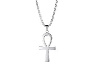 Flongo Frauen Kreuz Kette Männer Anhänger Rosenkranz ägyptisch Ankh Kreuz Halskette Silber Jahrgang Poliert Damen Herren-Accessoires
