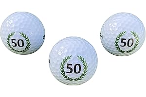 LL-GOLF Lot de 3 balles de Golf Anniversaire 50 avec Motif Happy Birthday en Emballage Cadeau/Golf Cadeau d'anniversaire