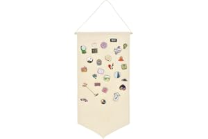 Winmany Boîte de rangement murale à suspendre pour broches, bijoux, toile, présentoir à épingles, bannière, boucles d'oreilles, collier, épingles à paillettes(blanc)