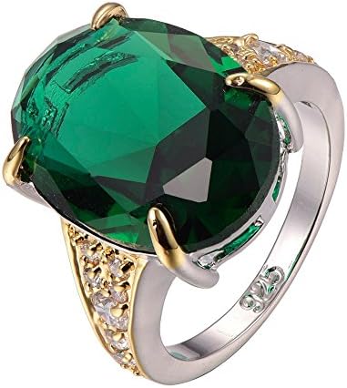 Emerald 925 Sterling Silver Filled White Sapphire Ring Size O