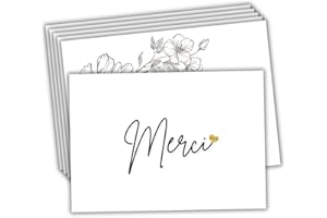 roxisha - Lot de 10 Cartes Merci + Enveloppes imprimées | Cartons de Remerciements | Carte Postale 10,4 x 14,8 cm | Remerciement Mariage, Naissance, Anniversaire, Baptême, Fête, Communion, Retraite