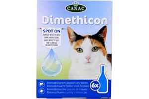 Dimethicon - Anti Tiques et Anti Puces pour Chats, au Diméthicone, x 6 Pipettes